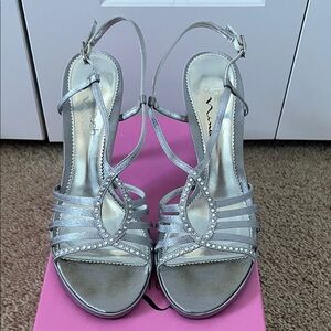 Nina Silver Strappy Heels